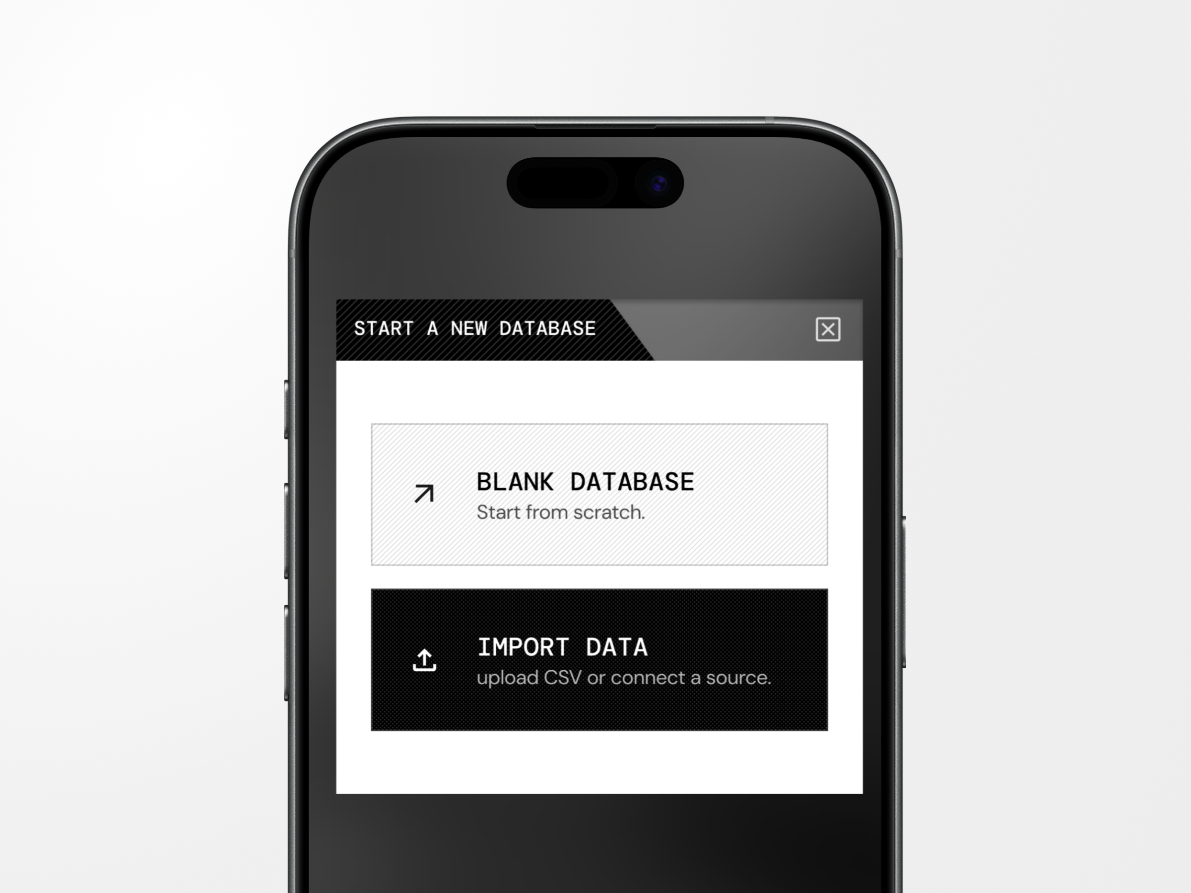 New Database Creation Pop Up app branding design graphic design screen ui