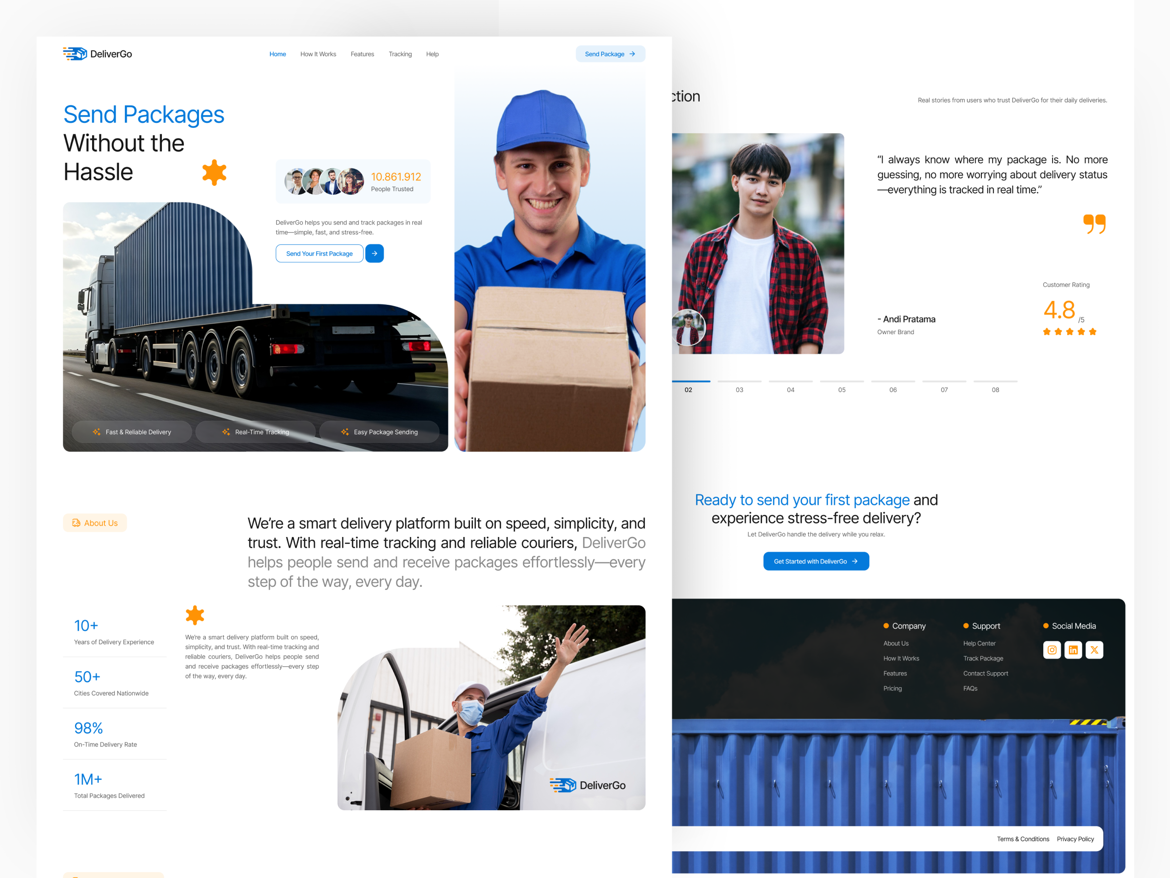 DeliverGo — Modern Delivery Service Website courier delivery delivery website logistics package product shipping shipping website ui ui design uiux web web design website