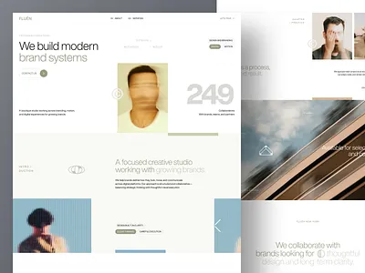 FLUËN - Creative Studio Landing Page calm clean creative design editorial exploration landing page light minimalist neutral soft studio ui ui design ux ux design web design website website design white space