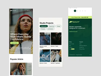 Nomvnt — Blog Page (Mobile) blog ecommerce fashion landing page minimalist responsive shopping ui ui design uiux web web design website