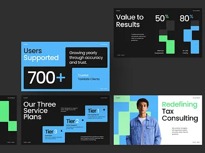 TaxMate: AI Tax Consultant Pitchdeck ai tax branding chart editorial funding graphic design keynote layout design pitch deck pitchdeck presentation saas saas branding saas pitchdeck slide deck tax tax consultant tax saas
