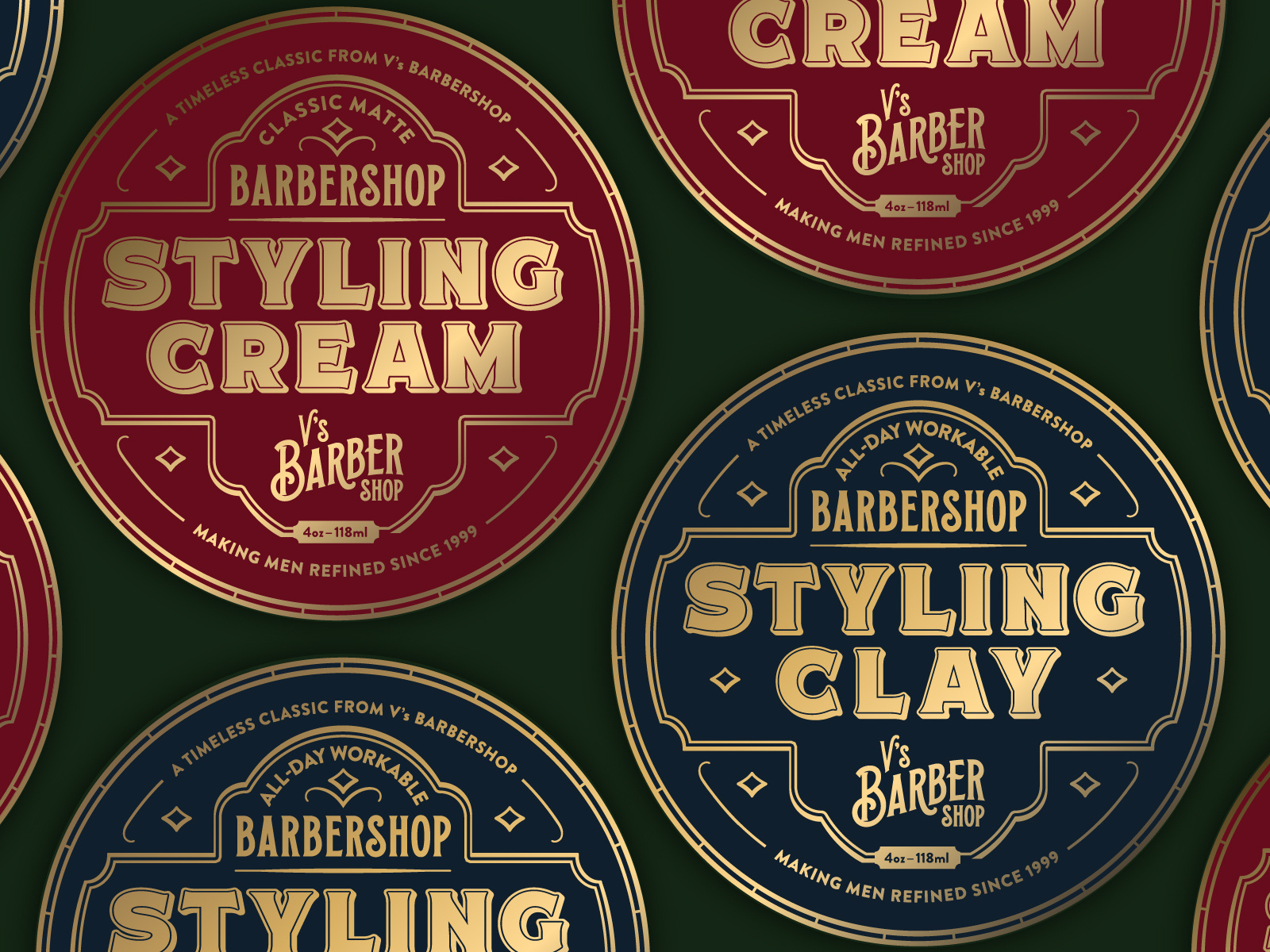 Example of V's Barbershop Styling Cream and Styling Clay "Puck" Concepts