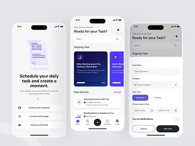 Daily Task Manager – Mobile App UI app clean concept daily graphic design interface ios minimalist mobile monthly planner producvity register report task to do ui ui design ux weekly