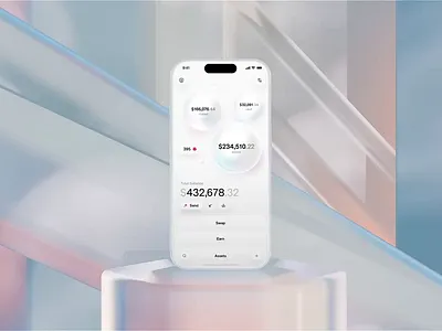 Simple Crypto wallet by Milkinside 3d animation bg branding bubbles c4d clean crypto cryptocurrency fintech interaction ios pink simple ui ux wallet white