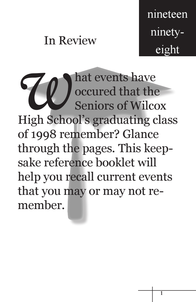 Wilcox High School, Class of 1998 program book