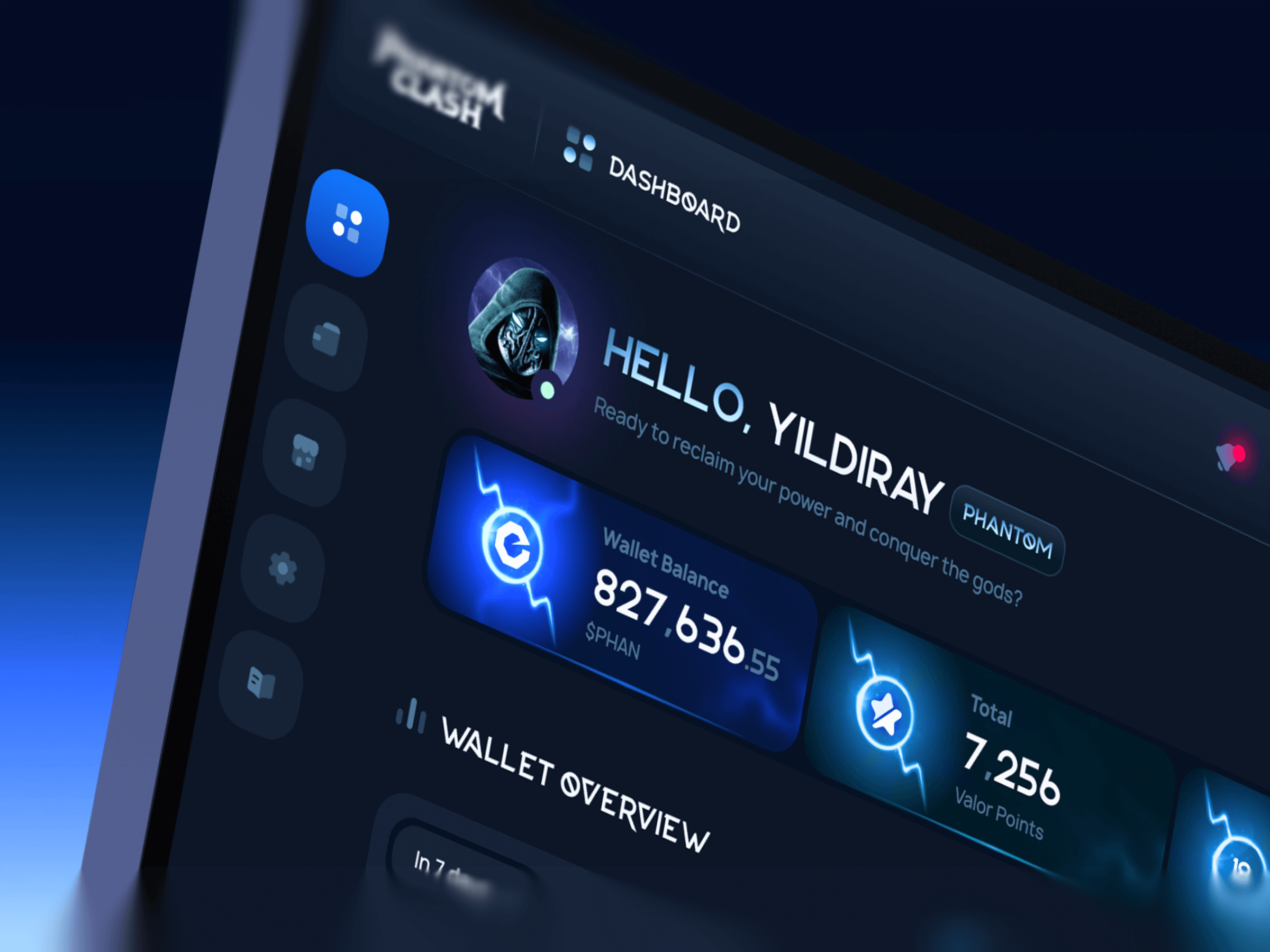 Example of Phantom Clash: Crypto GameFi Dashboard