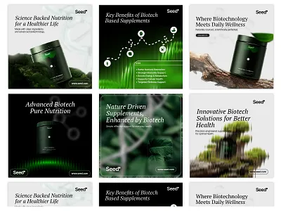 Social Media Concept Design for Seed biotech biotech skincare product biotech wellness product brand design brand identity design packaging design print design seed social media design social media post design social media strategy