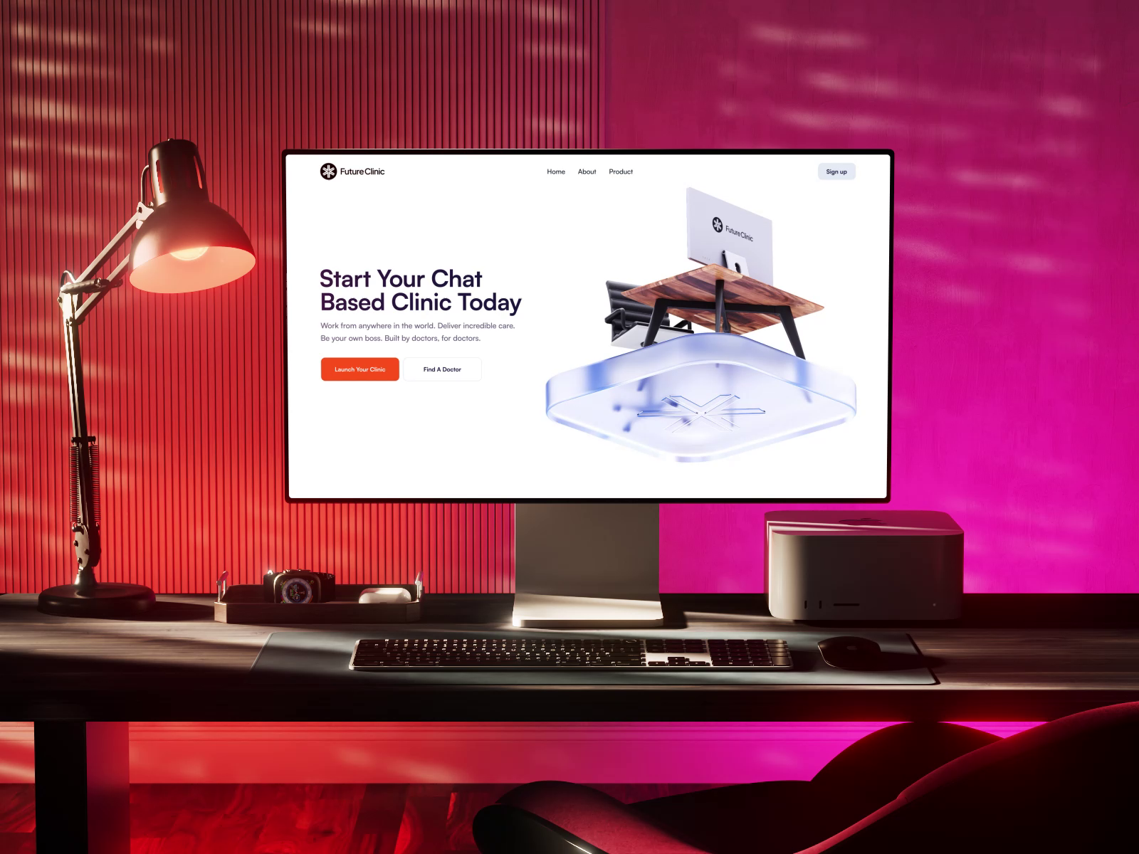 Example of Future clinic Landing page web design 3D animation