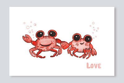 Be my crab. Valentine card. branding crab cute design graphic design illustration logo love red color typography vector