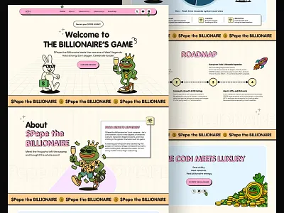 $Pepe the Billionaire - crypto meme mem token blockchain branding crypto cryptocurrency landing page marketing meme meme token memecoin product design startup token tokenomics ui design uiux web design web3 website
