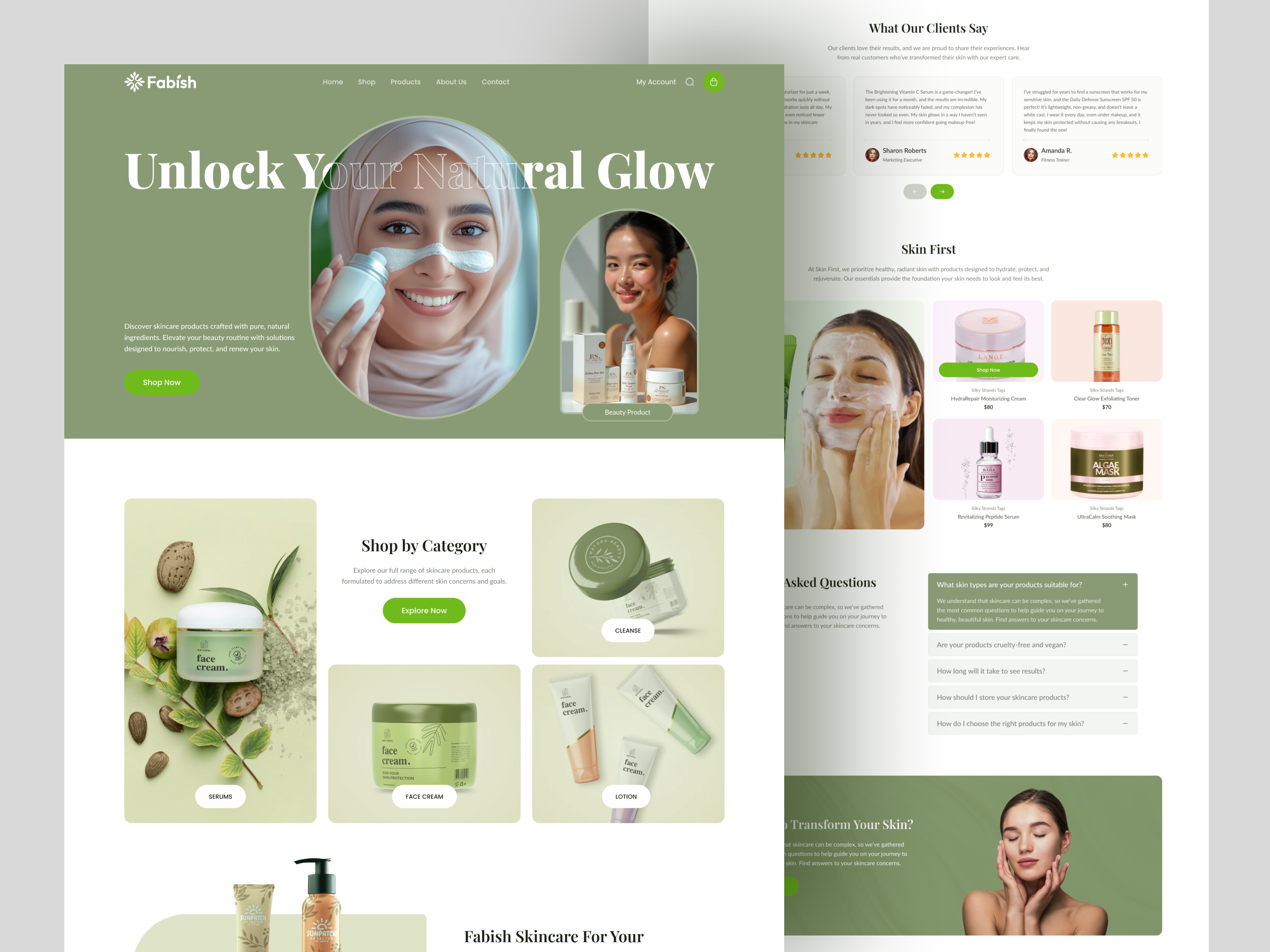 Shopify Skincare Website beauty website cosmetic cosmetics website ecommerce ecommerce website landing page luxury design modern website organic skincare shopify shopify webiste skincare skincare website ui design web design website ui