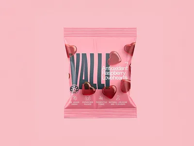 Antioxidant Raspberry Lovehearts Packaging bag design bold typography brand identity branding candy confectionery gummies healthy snack label design minimal design monochrome no added sugar packaging packaging design pink pouch design prebiotic product design snack superfood