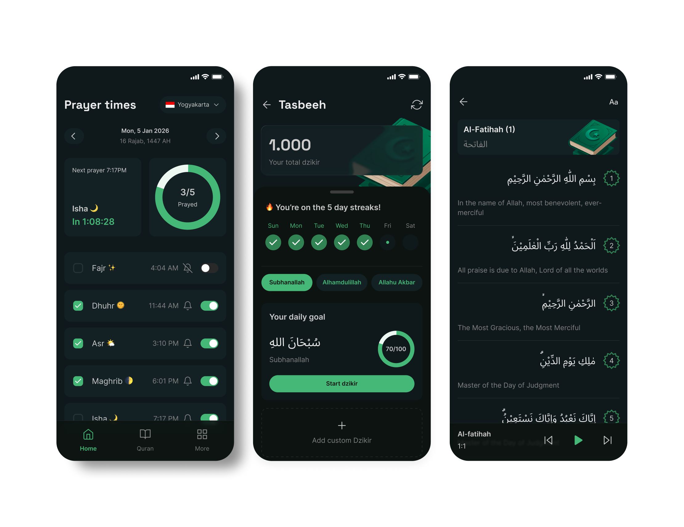 Islamic Companion App concept dua explore islam islamicapp mobiledesign muslimapp quran salat ui uidesign uiux ux