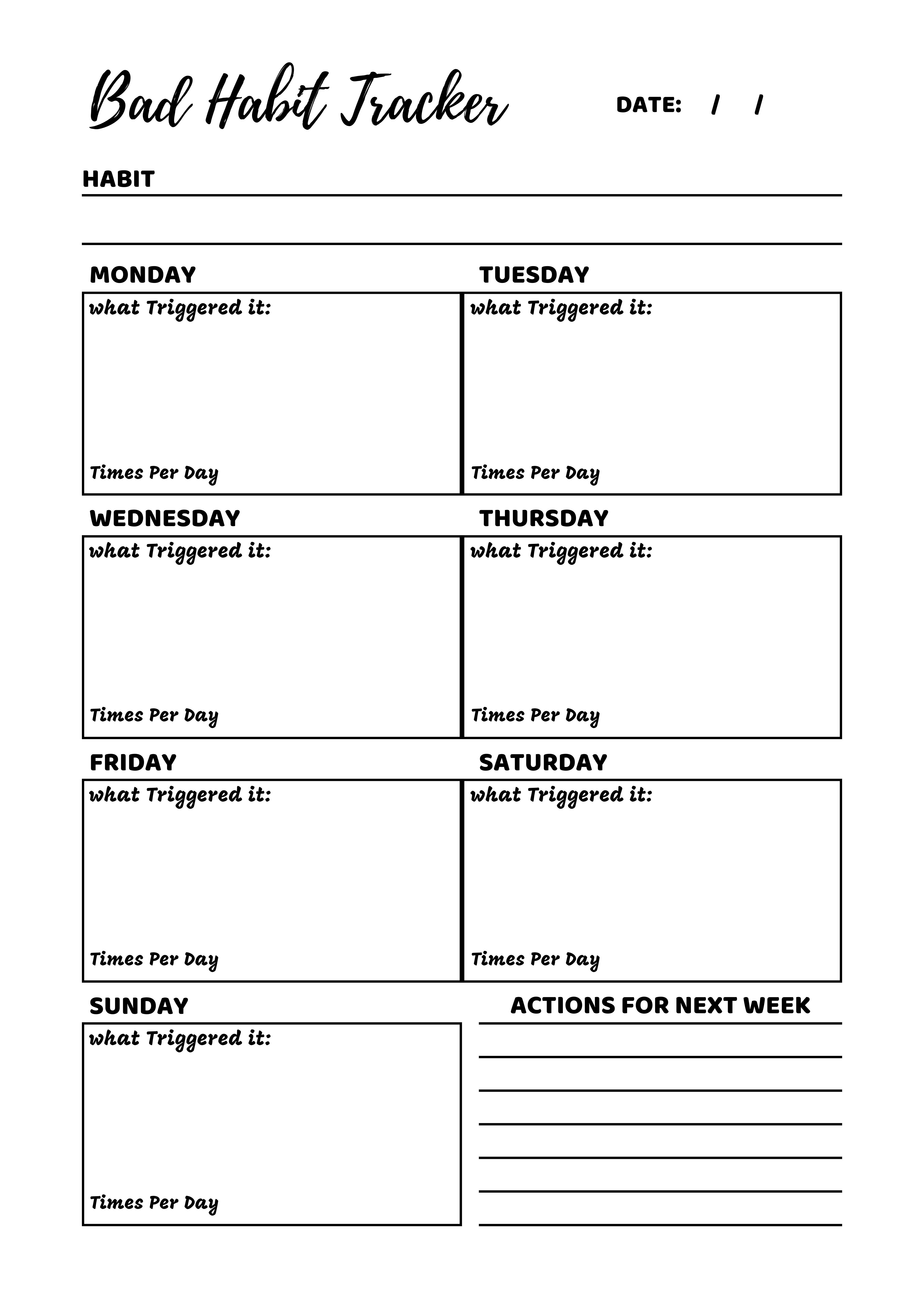Bad Habit Tracker Printable Planner | Build Better Habits Daily bad habit tracker clean design daily habit tracker digital planner goal tracking habit tracker printable habit tracking lifestyle planner minimal planner design modern planner personal growth planner planner design planner inspiration printable design printable planner printable worksheet productivity planner self development self improvement tools wellness planner