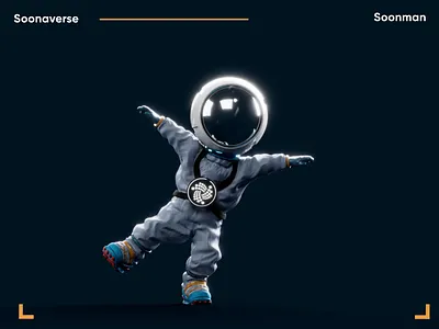 Soonman Character Design for Soonaverse 3d animated illustration animation arnold astronaut c4d cartoonish 3d style character character design crypto dance illustration marketplace nfts space space ship token exchange ui 3d illustration ui animation web