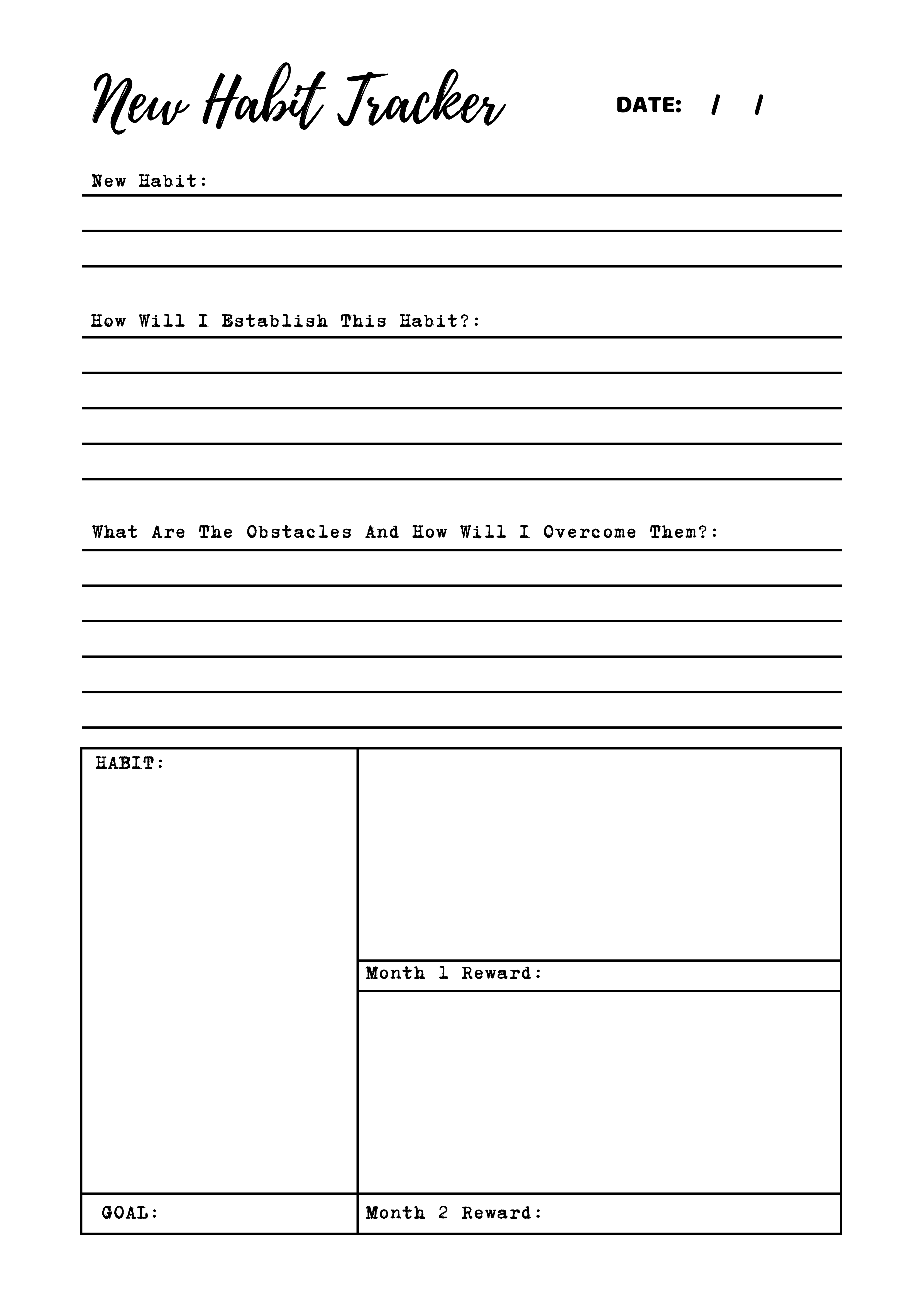 New Habit Tracker – Minimal Printable Planner Design daily habits digital planner goal tracking graphic design habit building habit tracker lifestyle planner minimal design planner design planner layout planner printable printable planner productivity planner productivity tools routine tracker self improvement stationery design ui inspiration wellness planner