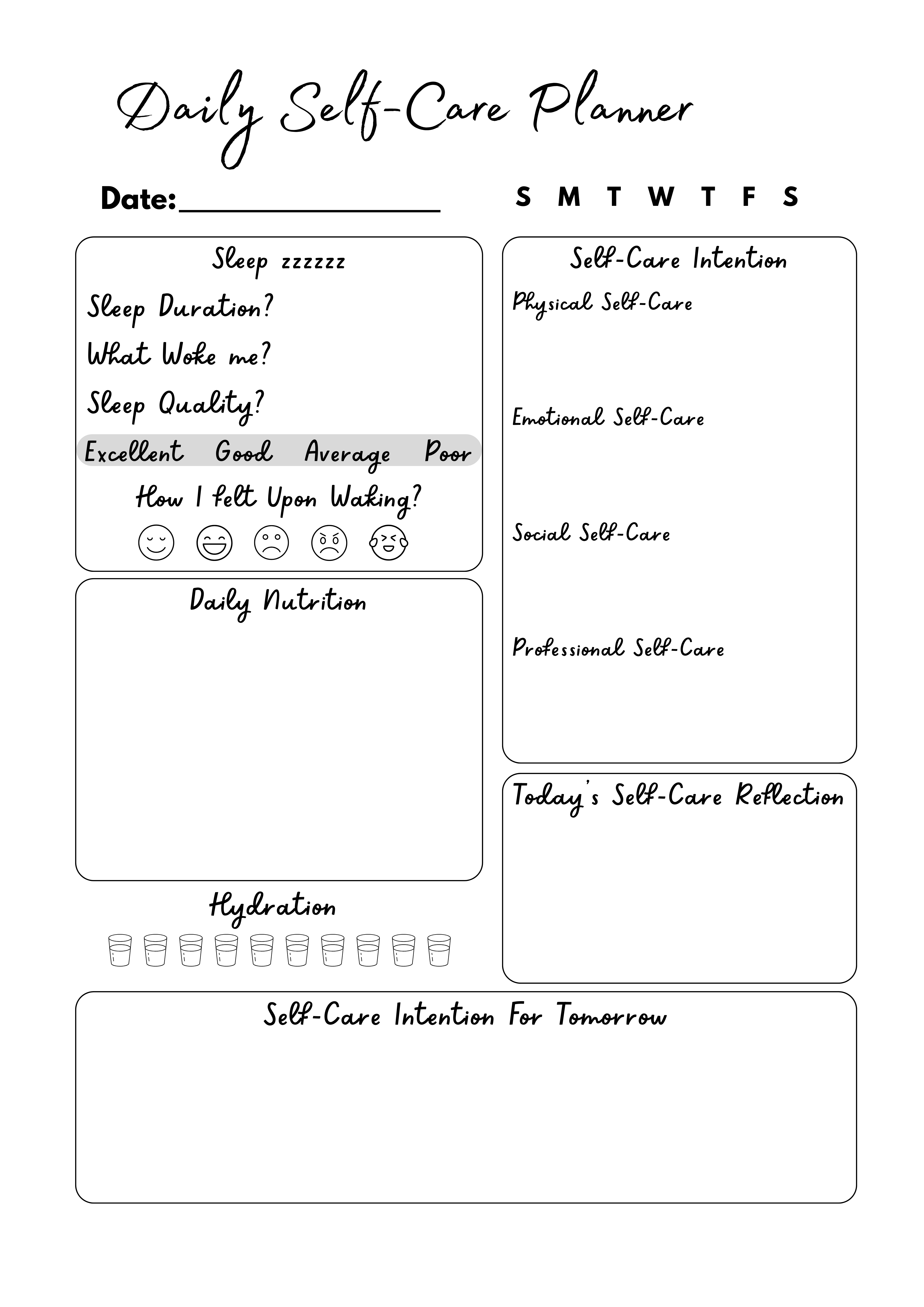 Daily Self-Care Planner – Minimal Printable Wellness Layout aesthetic planner calm design daily planner digital product design gratitude planner habit tracker mental health planner mindfulness planner minimal planner design planner layout printable planner printable worksheet productivity planner self care planner wellness planner