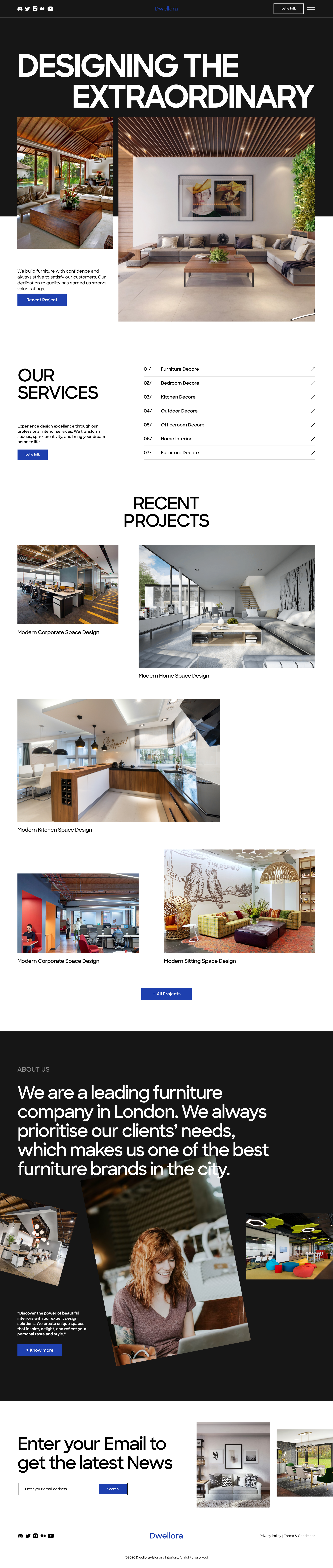 Modern Interior Design Landing Page UI — Premium Living architecture branding creativeagency designinspiration designstudio digitaldesign figma furnituredesign interiordesign landingpage luxurydesign minimaldesign moderninterior portfolio realestateui uidesign uiux uxdesign webdesign webui