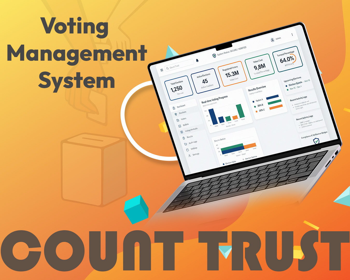 Count Trust — Digital Voting System admin dashboard betopia limited dashboard design data visualization digital democracy election platform laravel next.js saas platform security ui design ux design voting system web app design