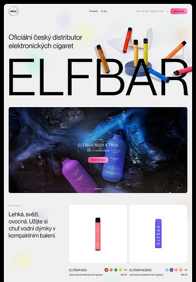 Website Design - Electronic Cigarettes Landing Page cigarette clean colour design distribution ecommerce electronic elfbar eshop flat landing page product puff typography ui ux vape web web design website