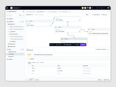 DevTools — Flow Details (Node) in SaaS API Testing api api builder api platform api testing dashboard developer developer tools management product design product management saas saas dashboard saas design ui ux web app web design workspace management
