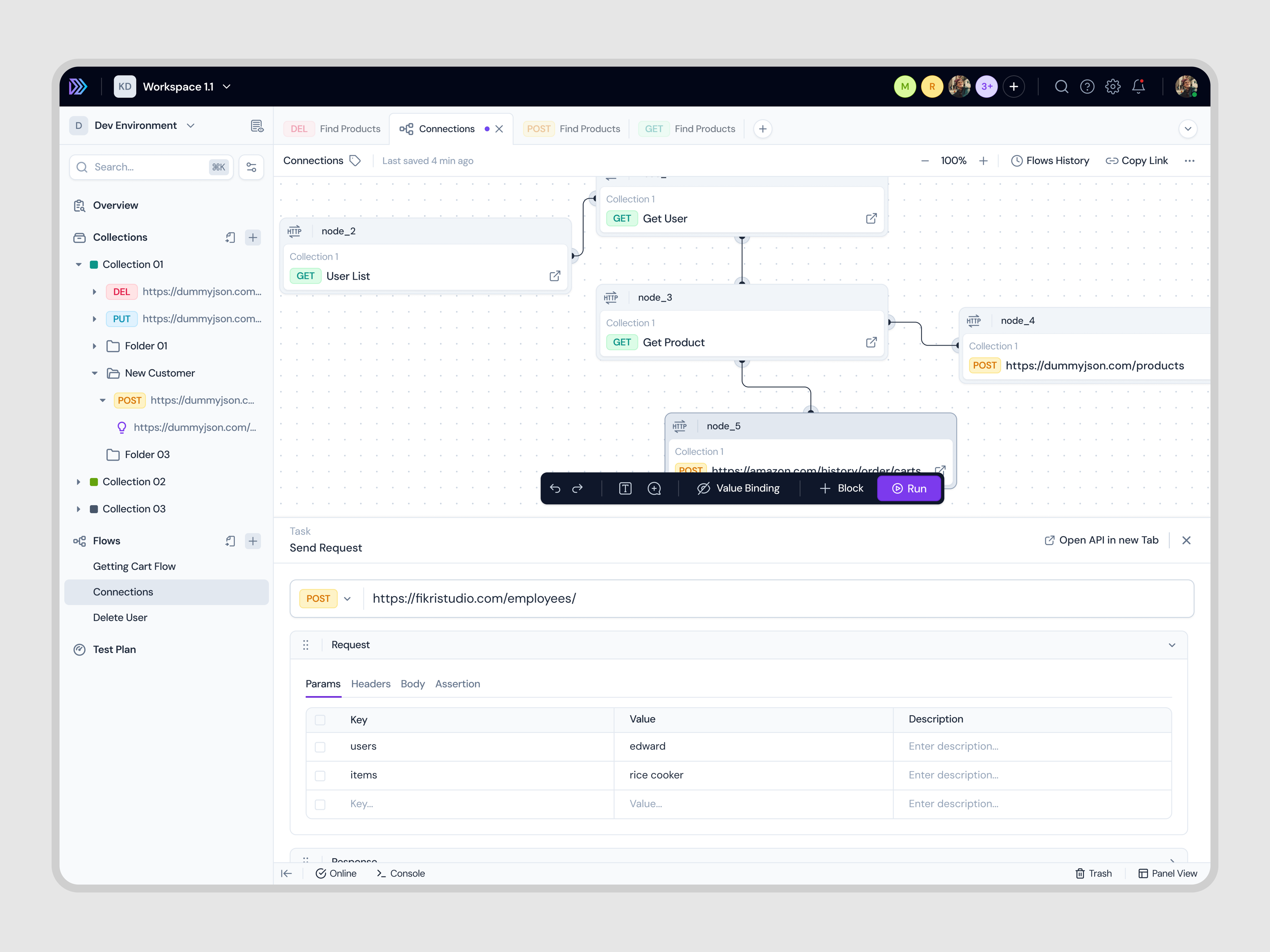 Example of DevTools — Flow Details (Node) in SaaS API Testing