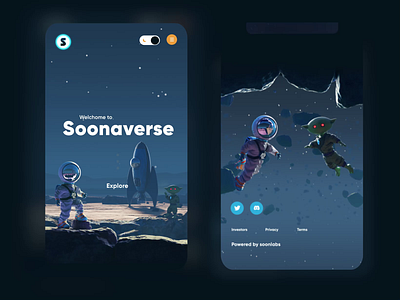 Soonaverse Website Mobile version 3d animated illustration animation arnold astronaut c4d cartoonish 3d style character character design crypto dance illustration marketplace nfts space space ship token exchange ui 3d illustration ui animation web