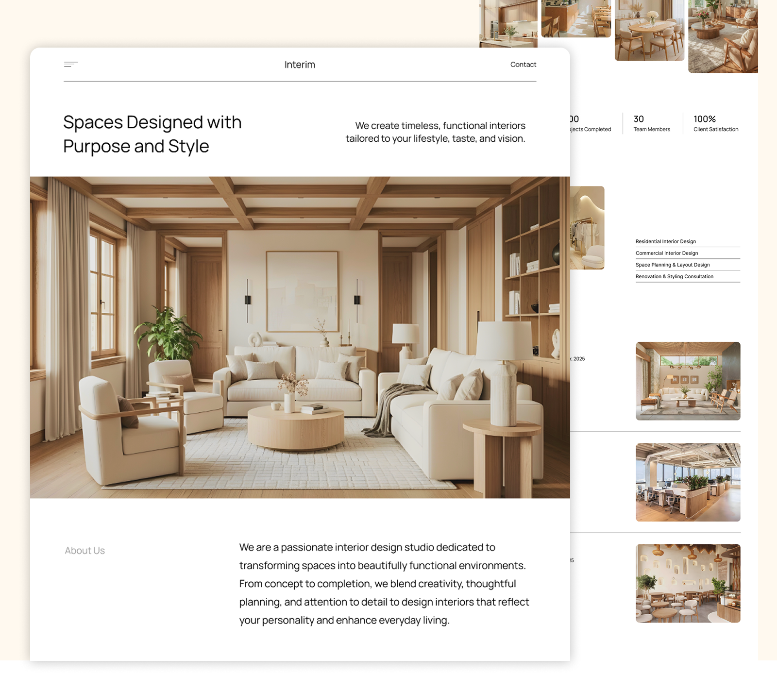 Interior Design Studio Landing Page aesthetic graphic design interior design minimal ui web design website