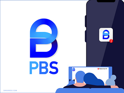 PBS Logo Rebrand app app icon b b logo blue blue branding blue gradient blue logo branding logo logo rebrand logo redesign p p icon p logo pbs pbs logo rebrand redesign streaming logo