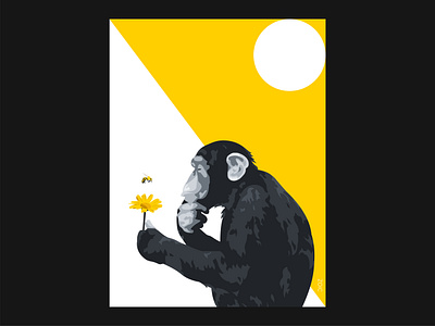 FIRST OBSERVER adobe illustrator animal bee chimpanzee design graphic graphic design illustration observer poster poster design vector yellow