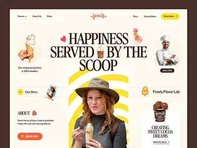 Jenis - Ice Cream Website chocolate ice cream ice cream company website ice cream ecommerce website ice cream flavour ice cream shop ice cream shop website ice cream store ecommerce ice cream website design landing page landingpage shop store strawbery sweet treat ui design web design webdesign website design website designer