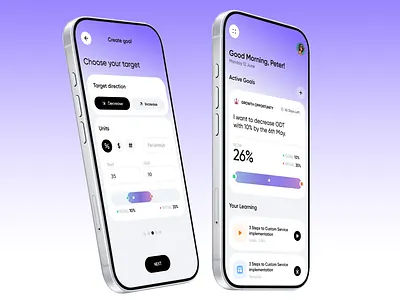 Insights and goals manager app app business company dashboard income performer purple sell selling small business ui