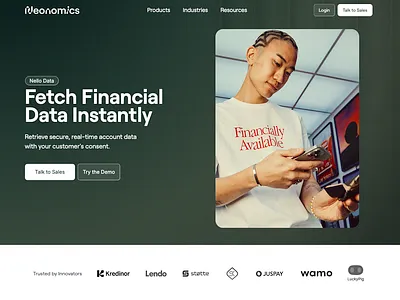 Nello Data Landing Page finance landing page ui ux
