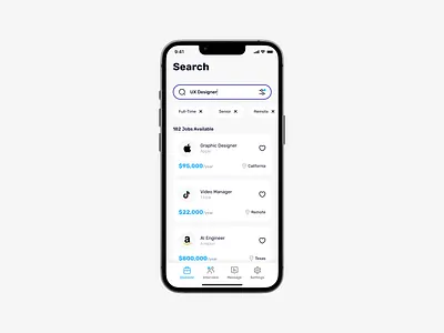 Job Search & Filtering UI app mobile mobile app screen ui ui ux ux