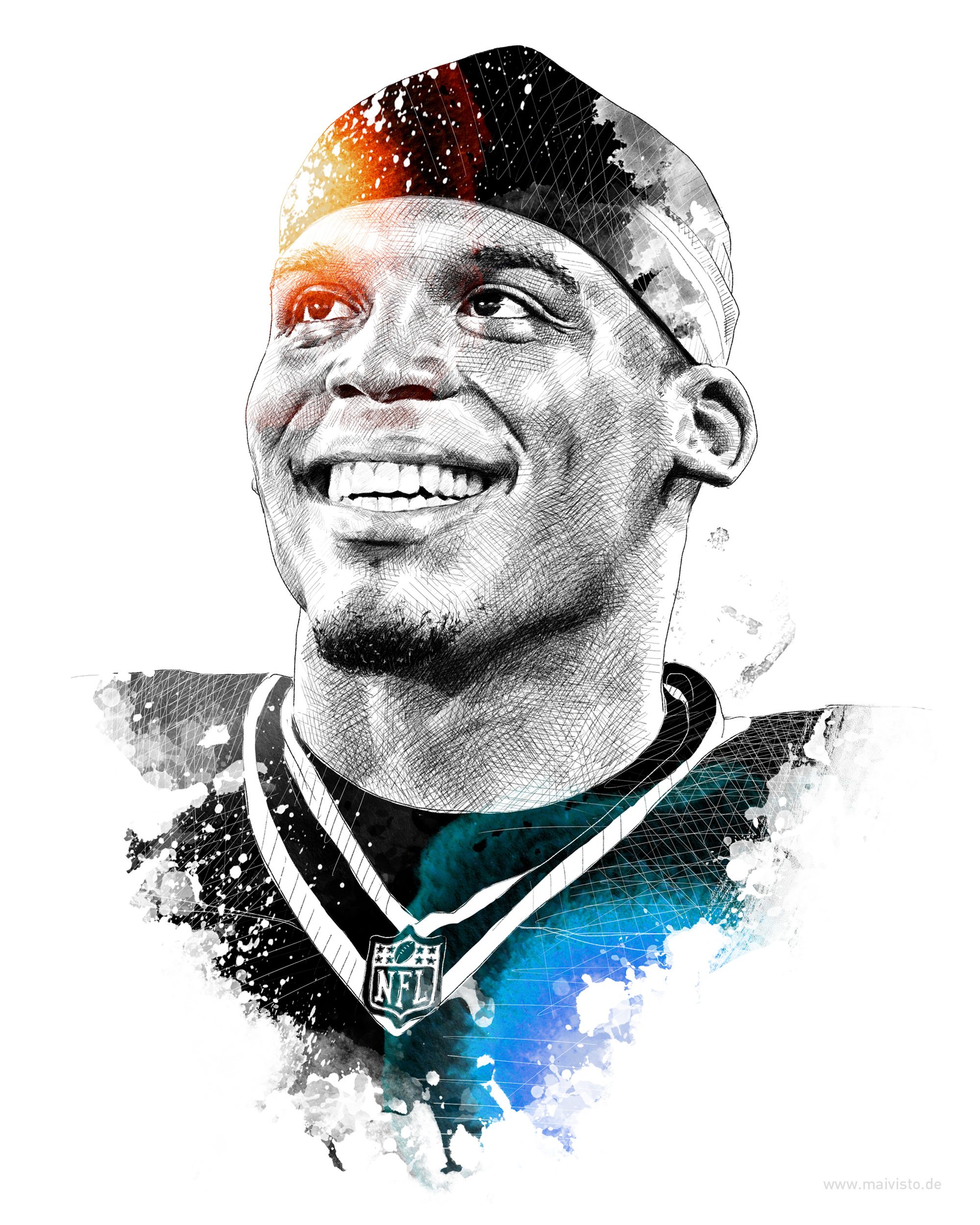 Editorial Illustration for ESPN Magazine drawing football illustration ink nfl pencil photoshop sports illustration wacom watercolor