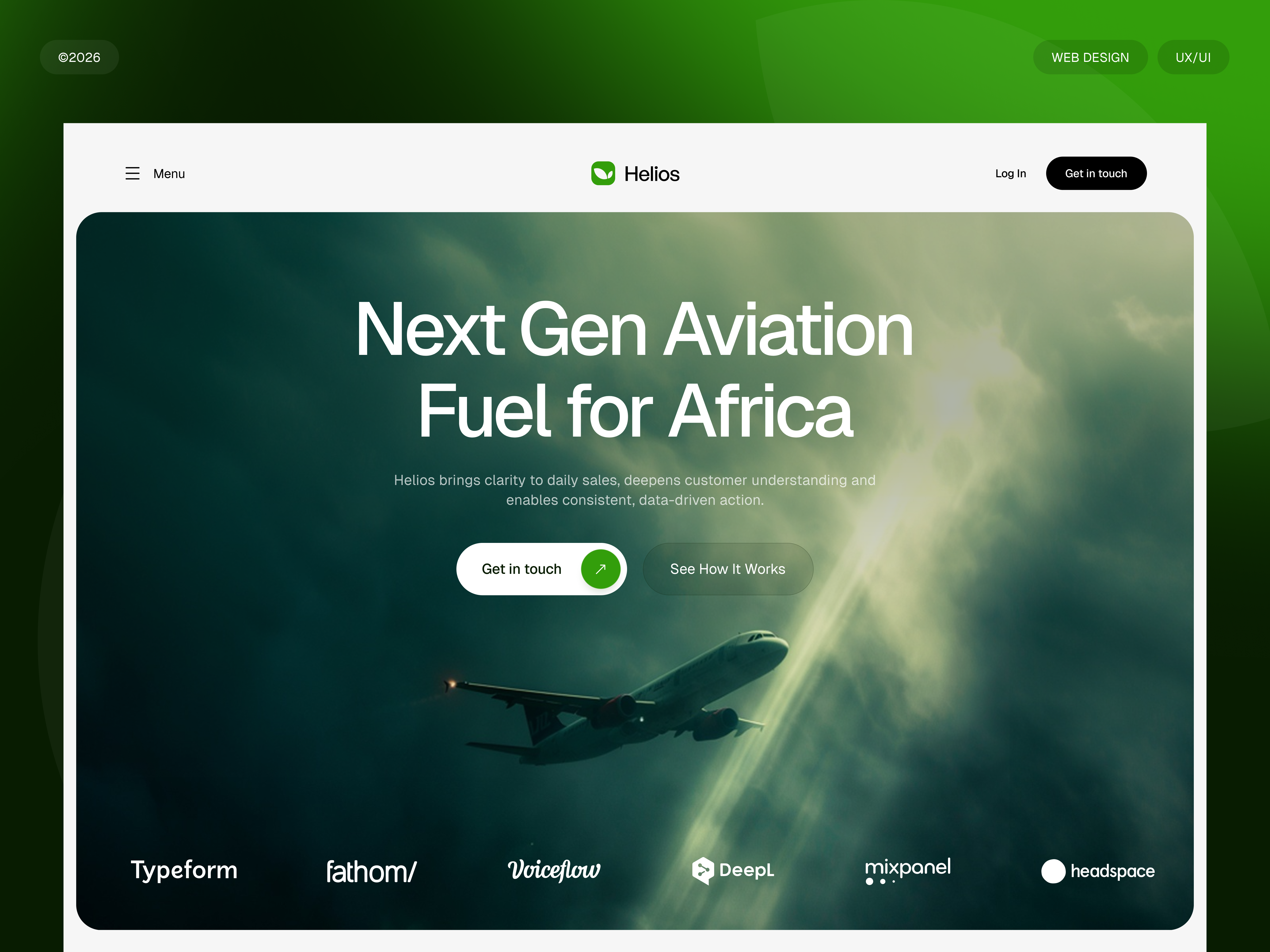 Aviation Clean Energy Website UI - Helios aviation clean energy climate tech corporate website enterprise environmental esg green energy product design renewable energy saas startup sustainability tech website ui ux web ui website design