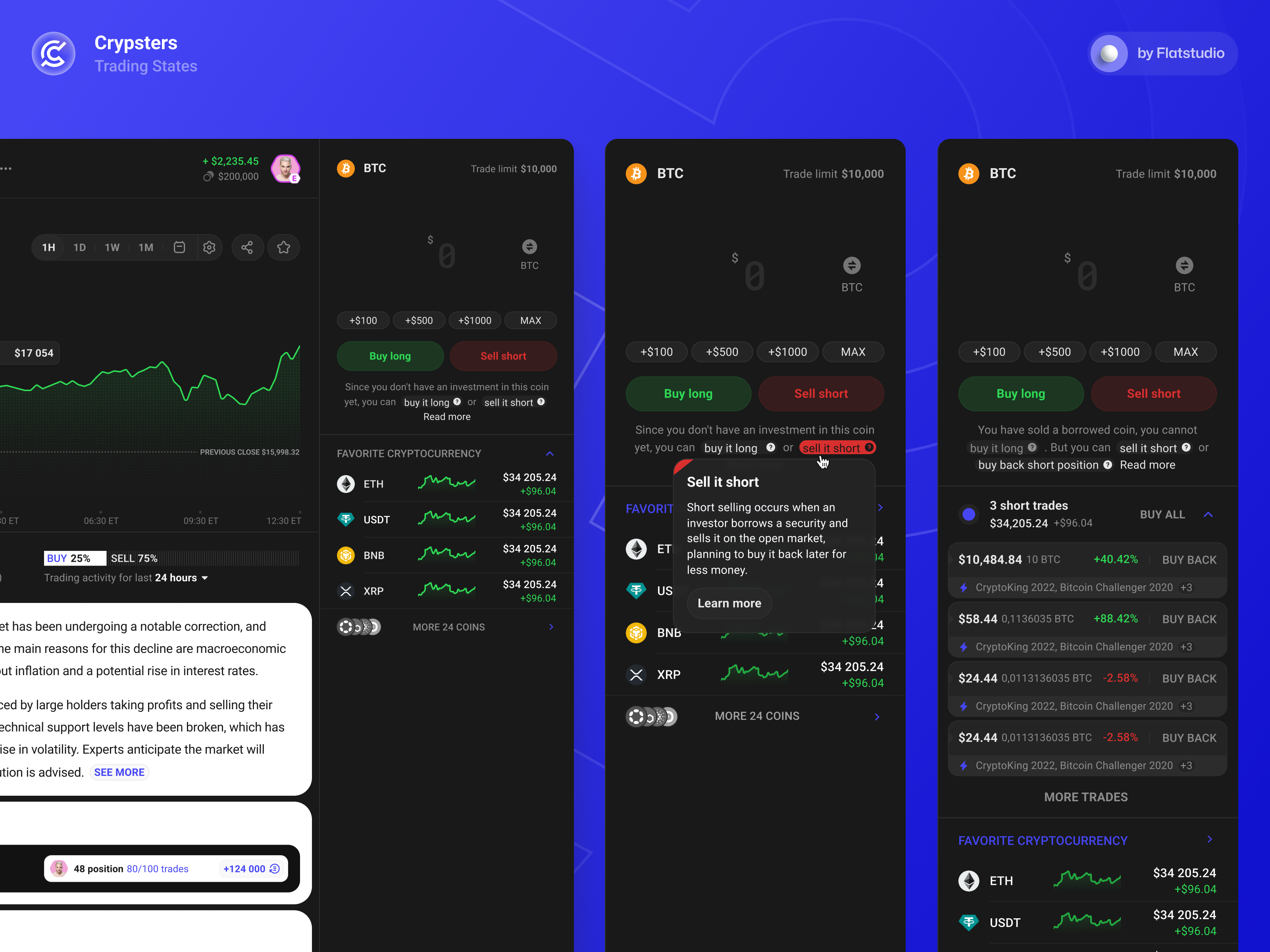 Crypsters: Trading Sidebar & Mobile Adaptability by Flatstudio on Dribbble