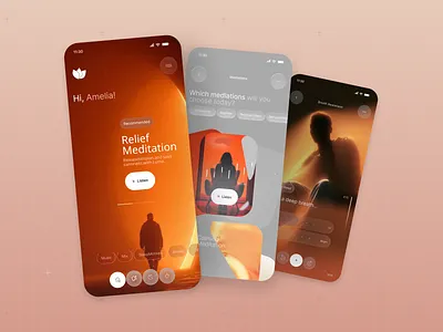 Music App UI Design {Meditation} ai android app app design appstore devdock fitness health app ios meditation mental health mindfulness music music app painless.design spotify ui design ui ux ux yoga app