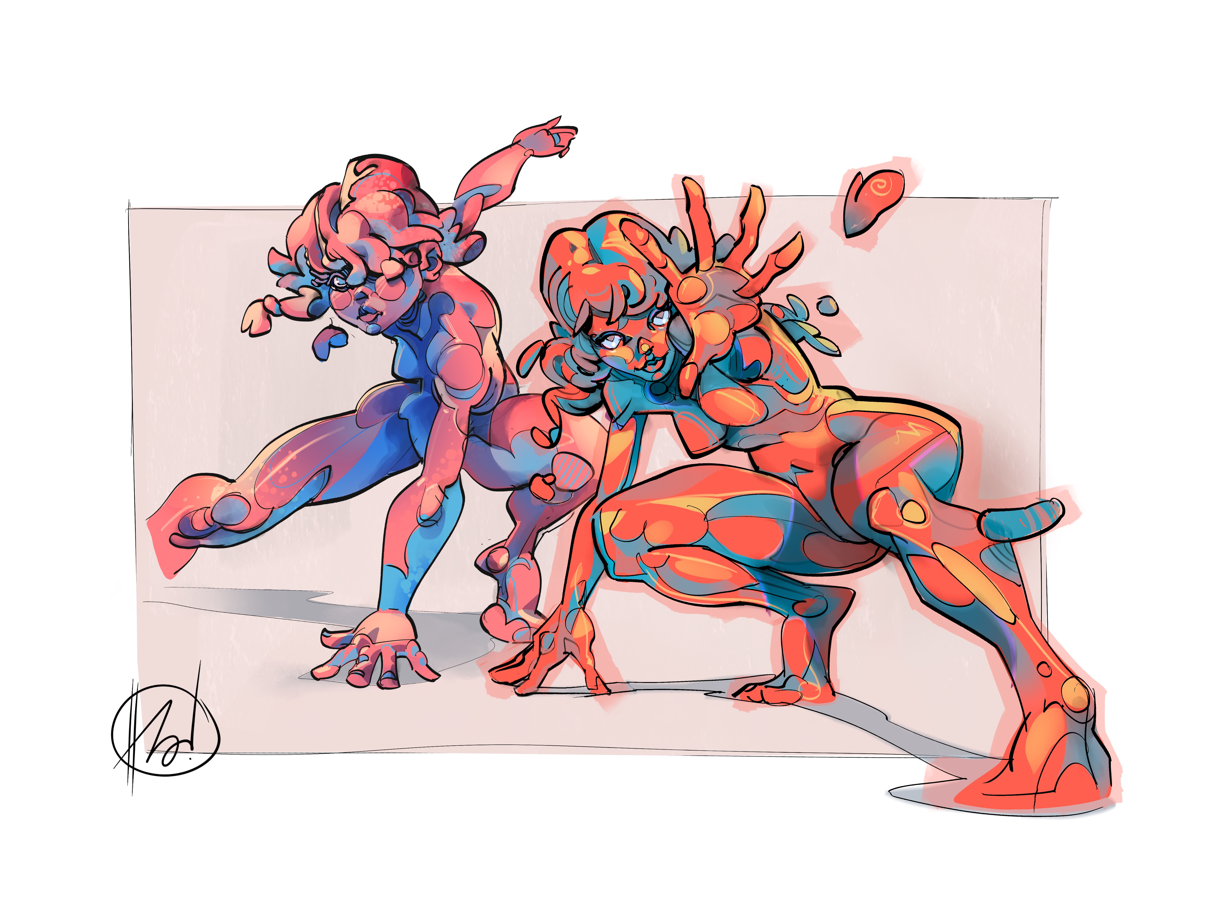 Dynamic Duo 👩🏻‍🦰👧🏼 character design dynamic pose girl anatomy girl power heroine illustration