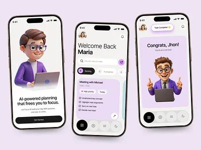 Driven: AI-Powered Focus Planner Mobile App ai ai powered best app design branding efficiency app focus app glass morphism minimalist mobile app mobile app design modern app modern app ui planner app product design productdesign productivity productivity app smart planning smart workflow task tracker