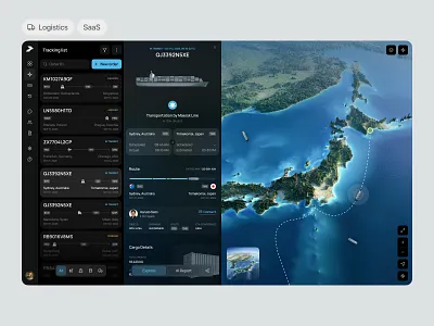 Logistics SaaS Dashboard for Global Shipment Tracking b2b saas dark ui dashboard data visualization enterprise software figma global logistics logistics logistics saas map interface operations dashboard product design saas design shipment tracking supply chain tracking system transportation ui design ux design web app