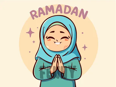 Cartoon of Girl Celebrating Ramadan affection arab arabic background cartoon celebration culture event fasting greeting islam islamic kareem moslem muslim prayer ramadan religion religious tradition
