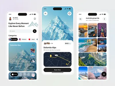 Travel Booking Mobile App UI Design adventure travel app design booking app dribbble itinerary planner map integration mobile app mobile app design mobile app ui product design tourism app travel app travel booking travel experience trip planner ui design