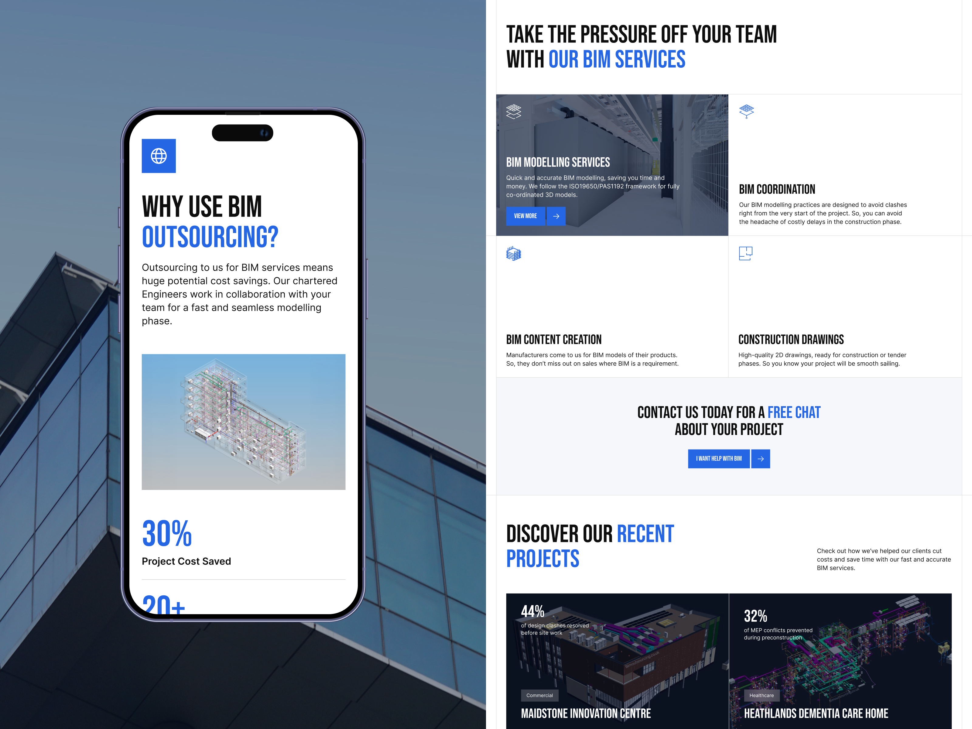 Corporate Website for a BIM Outsourcing Company architecture construction corporate engineering enterprise product design uiux design