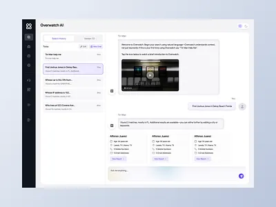 AI Intelligent Search & Investigation Dashboard aiinterface aiproductdesign chatuidesign datadashboard productdesign saasdashboard uxuidesign webappui