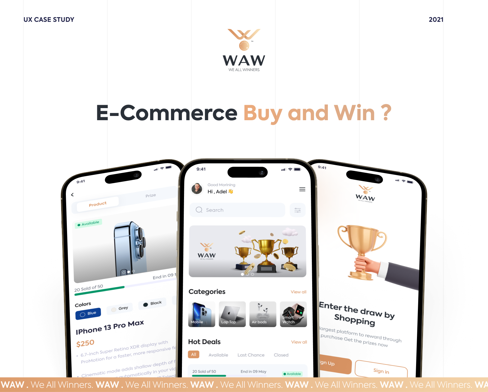WAW - E-Commerce App 3d amazon animation buy ecommerce graphic design mobile app motion graphics noon prize ui uiux win