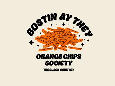 BOSTIN AY THEY, ORANGE CHIPS SOCIETY badge branding orange chips
