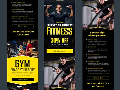 Gym & Fitness Email Template Design email marketing emaildesign figma fitnessemail fitnessui gymdesign gymemaildesign klaviyo newsletter promotionalemail