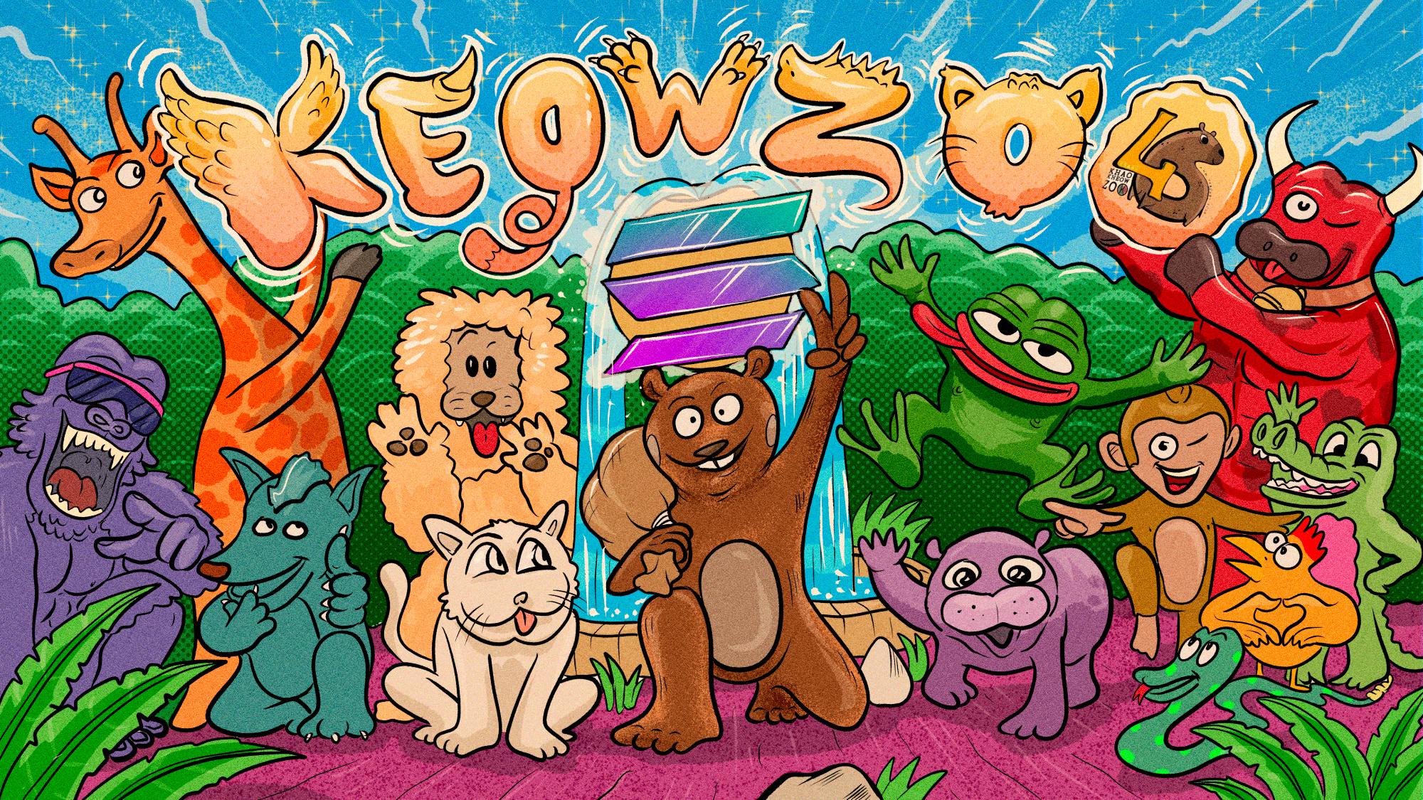 "KeowZoo" animals art branding cartoon children color pencil crypto design draw dream fun illustration logo water ink zoo