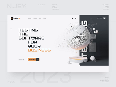 TestiQA. IT-Company 3d 3ddesign 3dmodeling animation blender it landingpage technology ui ux web webdesign